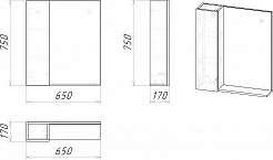 Grossman Зеркальный шкаф Альба 65 L веллингтон/белый – фотография-4